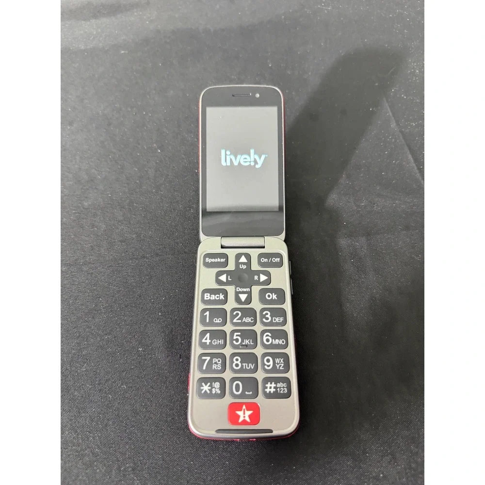 Lively Jitterbug Flip2 Flip Phone Red Excellent Big Button Senior Cell Phone